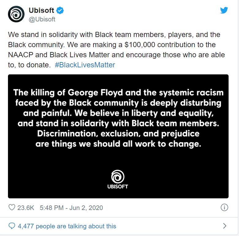 Ubisoft Supports #BlackLivesMatter